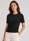 Dianna - Blusa Feminina Manga Curta Lisa em Tricot Marrom - variação: Preto