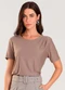 Dianna - Blusa Feminina Manga Curta Marrom - variação: Marrom