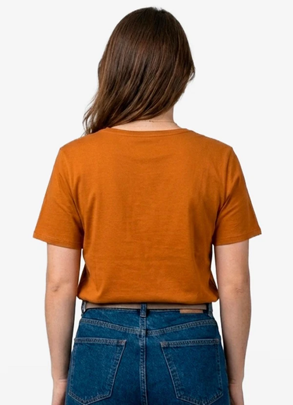 Infinita Cor - Blusa Feminina Manga Curta Marrom 2