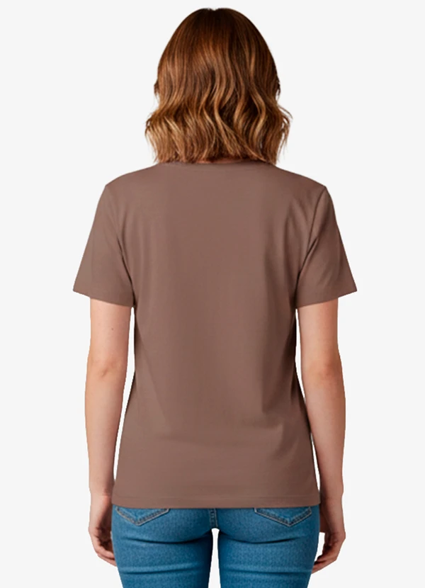 Infinita Cor - Blusa Feminina Manga Curta Marrom 2