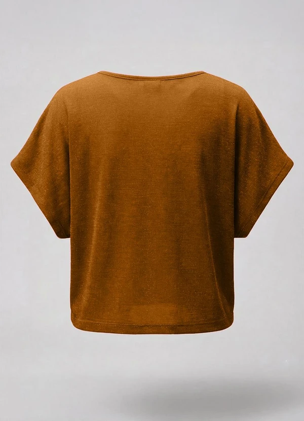 Infinita Cor - Blusa Feminina Manga Curta Marrom 3