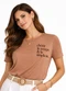 Infinita Cor - Blusa Feminina Manga Curta Bege - variação: Marrom