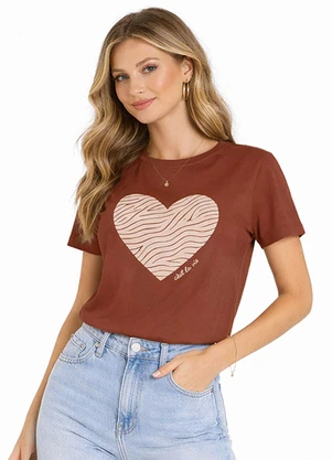 Infinita Cor - Blusa Feminina Manga Curta Marrom - INFINITA COR