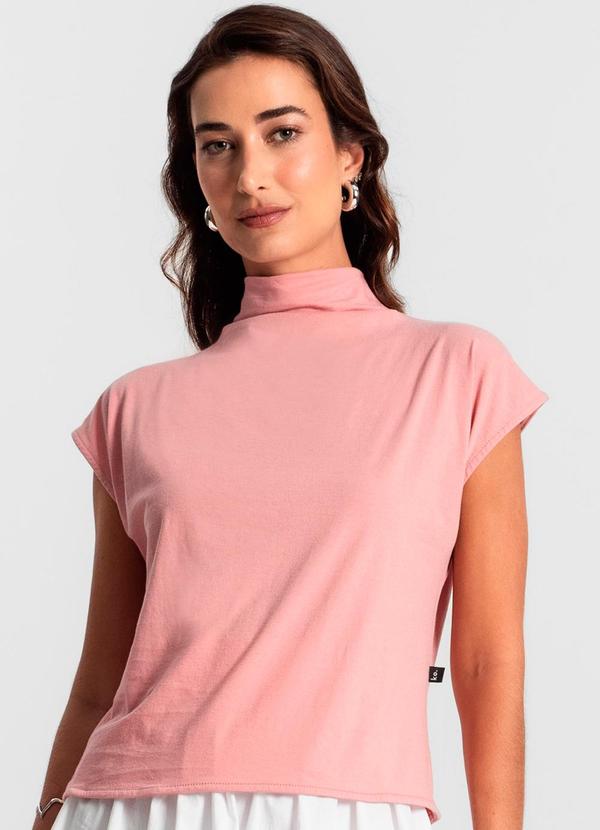 Rovitex - Blusa Feminina Manga Curta Meia Malha Rosa