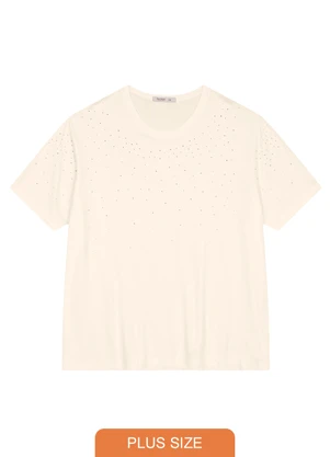 Secret Glam - Blusa Feminina Manga Curta Plus Size Bege - SECRET GLAM