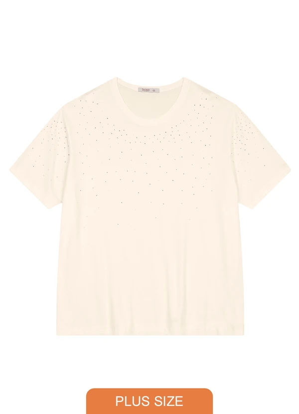 Secret Glam - Blusa Feminina Manga Curta Plus Size Bege
