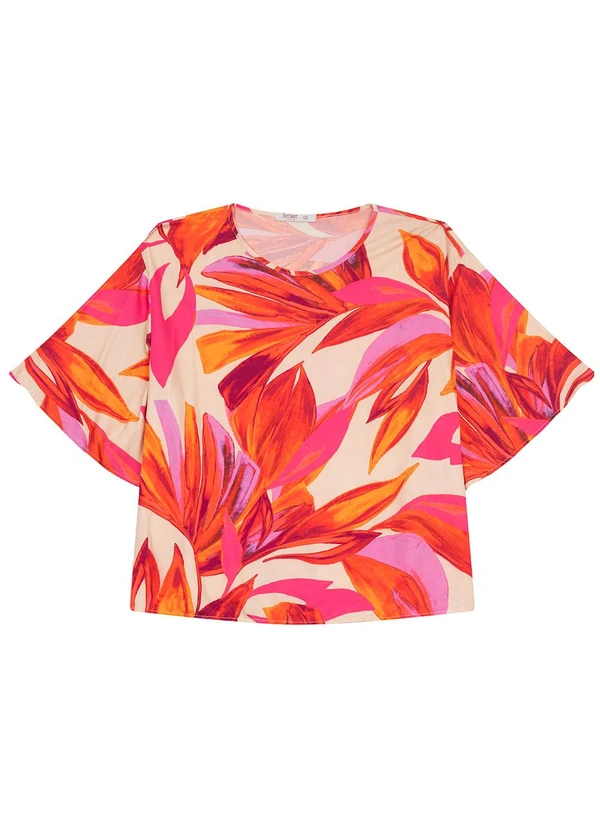 Secret Glam - Blusa Feminina Manga Curta Plus Size Laranja 3