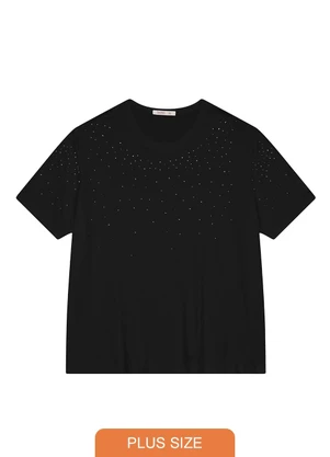 Secret Glam - Blusa Feminina Manga Curta Plus Size Preto - SECRET GLAM