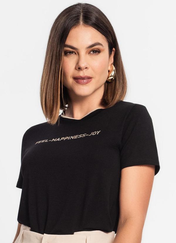 Rovitex - Blusa Feminina Manga Curta Preto