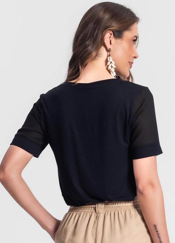 Rovitex - Blusa Feminina Manga Curta Preto 2