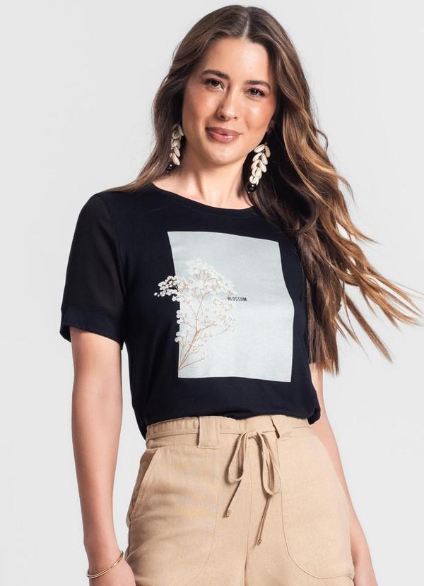 Rovitex - Blusa Feminina Manga Curta Preto 4