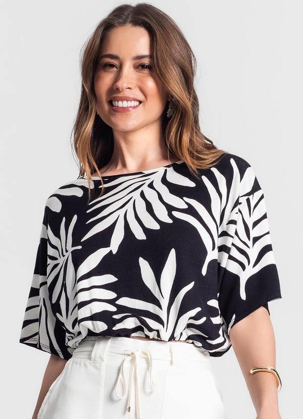 Rovitex - Blusa Feminina Manga Curta Preto