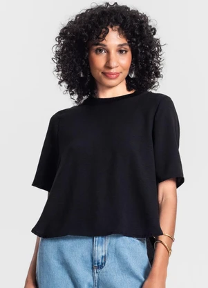 Rovitex - Blusa Feminina Manga Curta Preto - ROVITEX