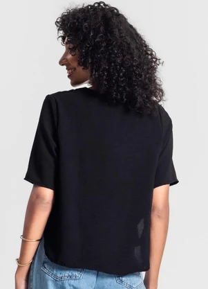 Rovitex - Blusa Feminina Manga Curta Preto - ROVITEX