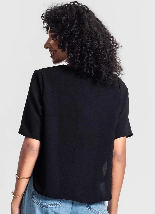 Rovitex - Blusa Feminina Manga Curta Preto 2