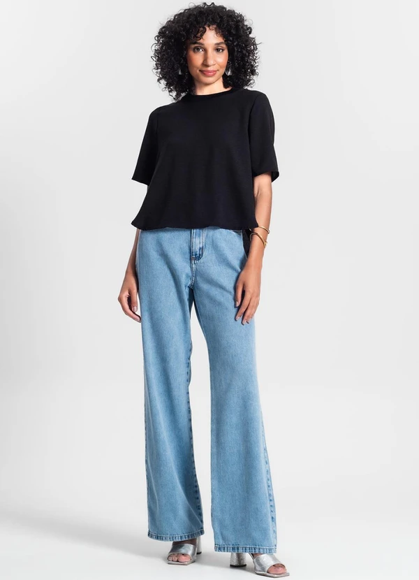 Rovitex - Blusa Feminina Manga Curta Preto 3