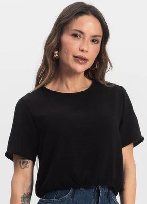 Infinita Cor - Blusa Feminina Manga Curta Preto - INFINITA COR