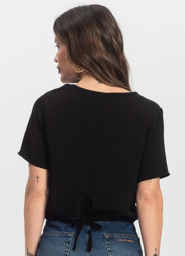 Infinita Cor - Blusa Feminina Manga Curta Preto 2