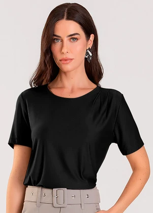 Dianna - Blusa Feminina Manga Curta Preto - DIANNA