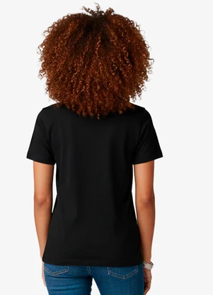 Infinita Cor - Blusa Feminina Manga Curta Preto - INFINITA COR