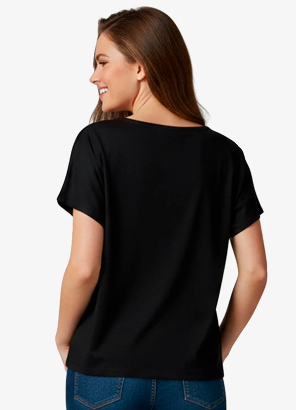 Infinita Cor - Blusa Feminina Manga Curta Preto 2