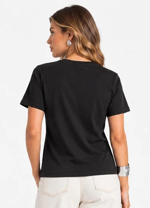 Infinita Cor - Blusa Feminina Manga Curta Preto - INFINITA COR