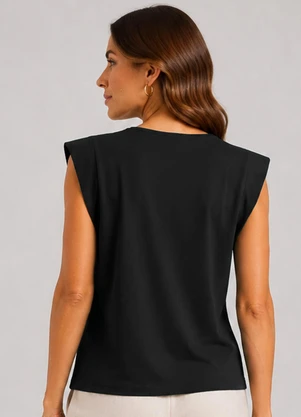 Infinita Cor - Blusa Feminina Manga Curta Preto - INFINITA COR