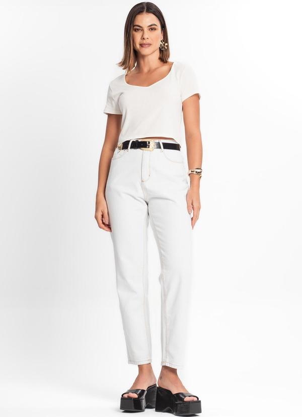 Rovitex - Blusa Feminina Manga Curta Ribana Canelada Bege 3