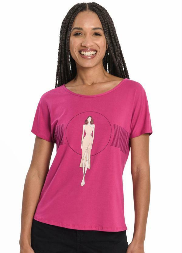 Rovitex - Blusa Feminina Manga Curta Rosa