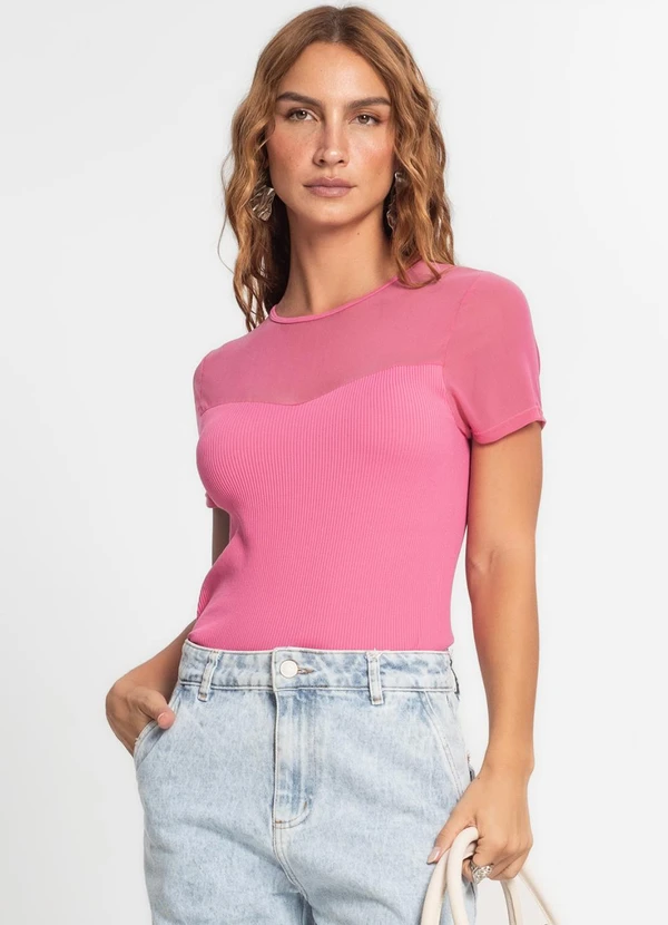 Endless - Blusa Feminina Manga Curta Rosa