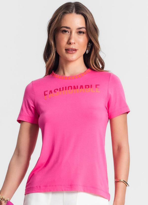 Rovitex - Blusa Feminina Manga Curta Rosa