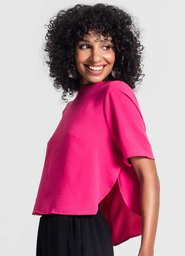 Rovitex - Blusa Feminina Manga Curta Rosa 4