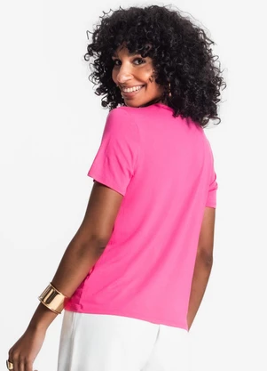 Rovitex - Blusa Feminina Manga Curta Rosa - ROVITEX