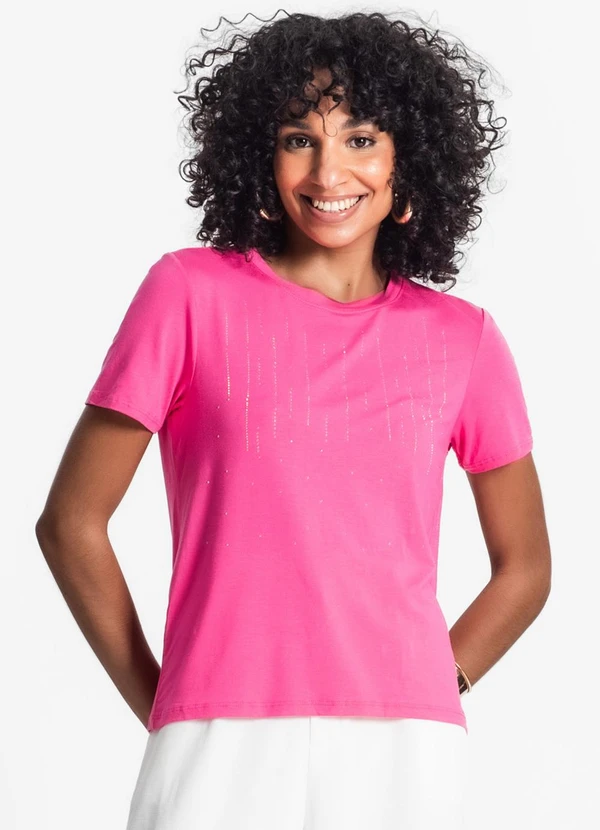 Rovitex - Blusa Feminina Manga Curta Rosa