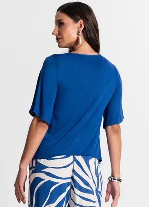 Rovitex - Blusa Feminina Manga Curta Azul - ROVITEX
