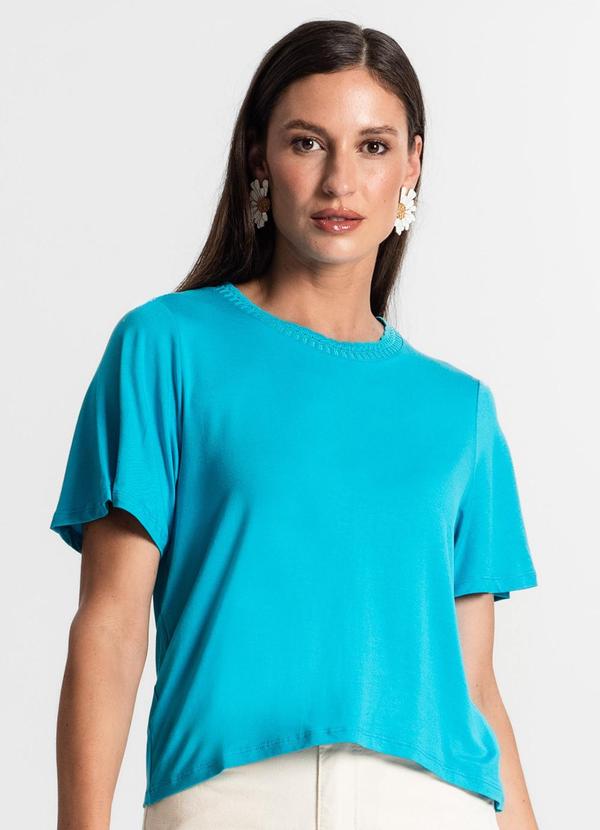 Rovitex - Blusa Feminina Manga Curta Azul 2