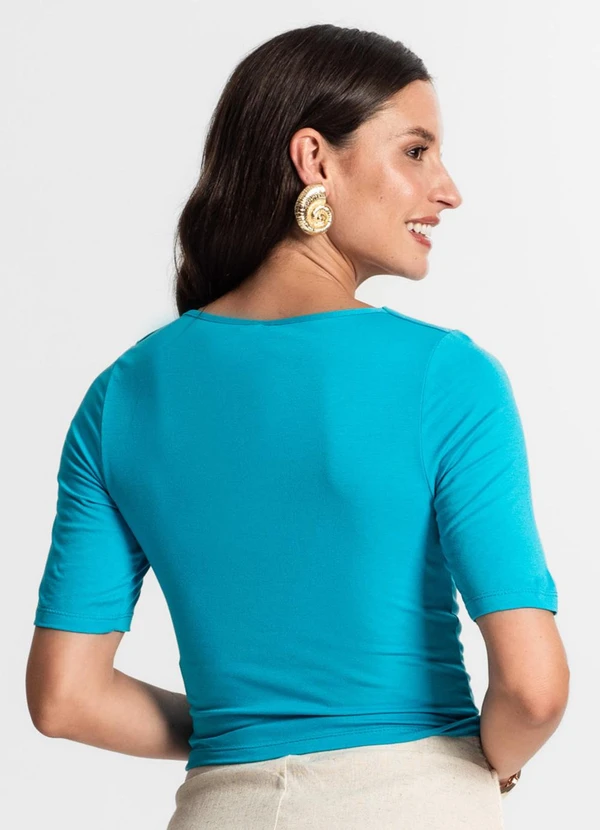 Rovitex - Blusa Feminina Manga Curta Azul 3