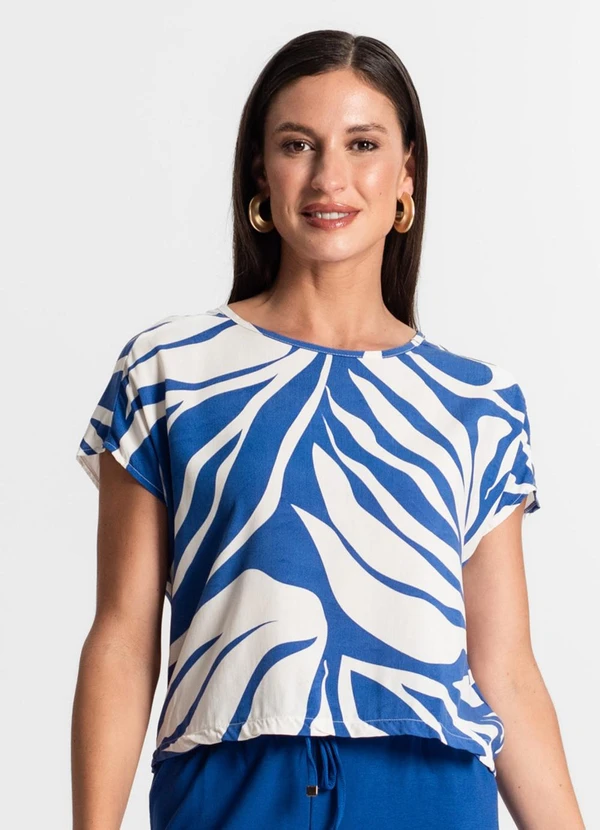 Rovitex - Blusa Feminina Manga Curta Azul