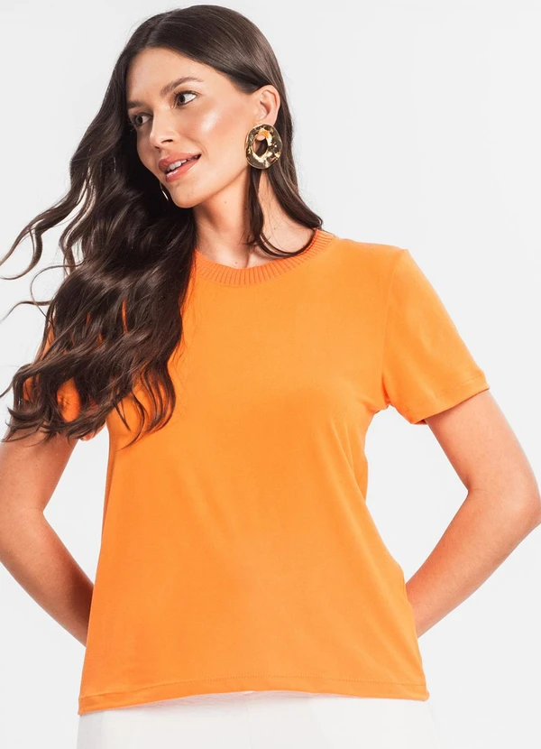 Rovitex - Blusa Feminina Manga Curta Laranja
