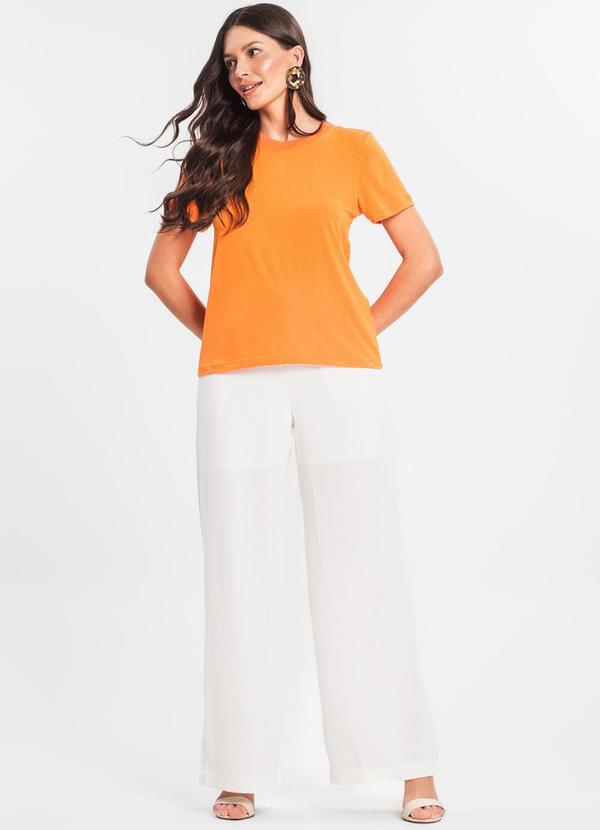 Rovitex - Blusa Feminina Manga Curta Laranja 3