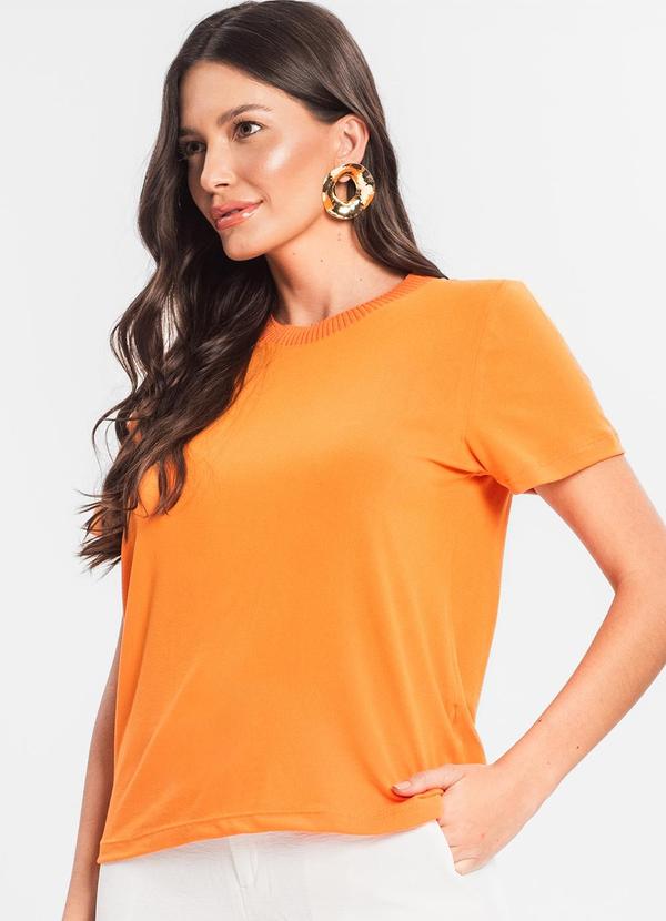 Rovitex - Blusa Feminina Manga Curta Laranja 4
