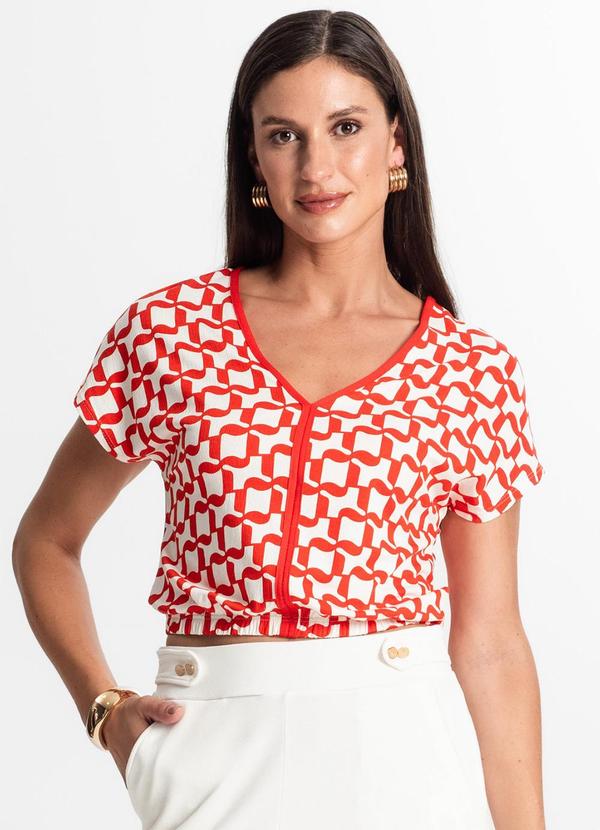 Rovitex - Blusa Feminina Manga Curta Laranja