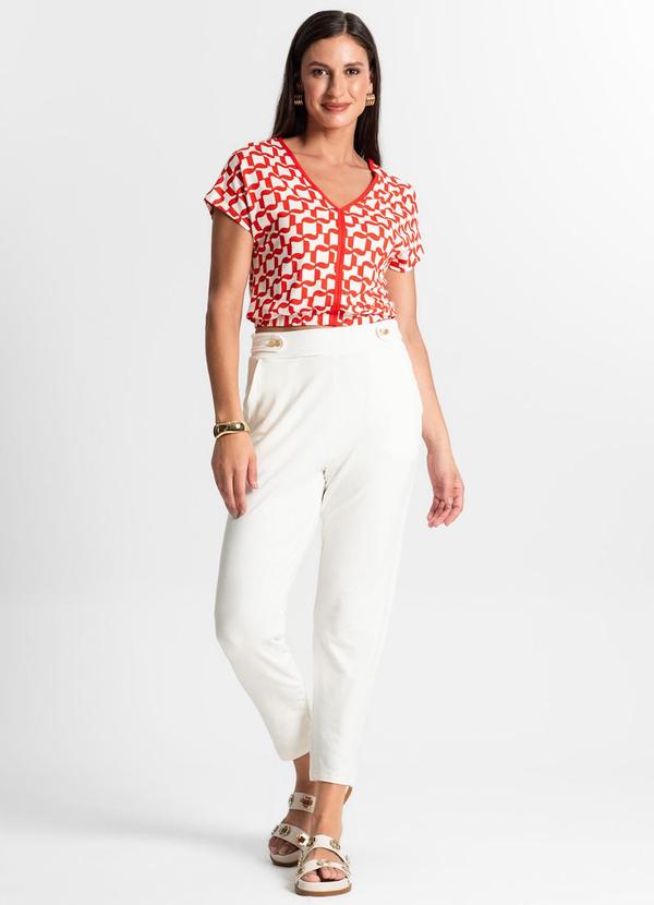 Rovitex - Blusa Feminina Manga Curta Laranja 3