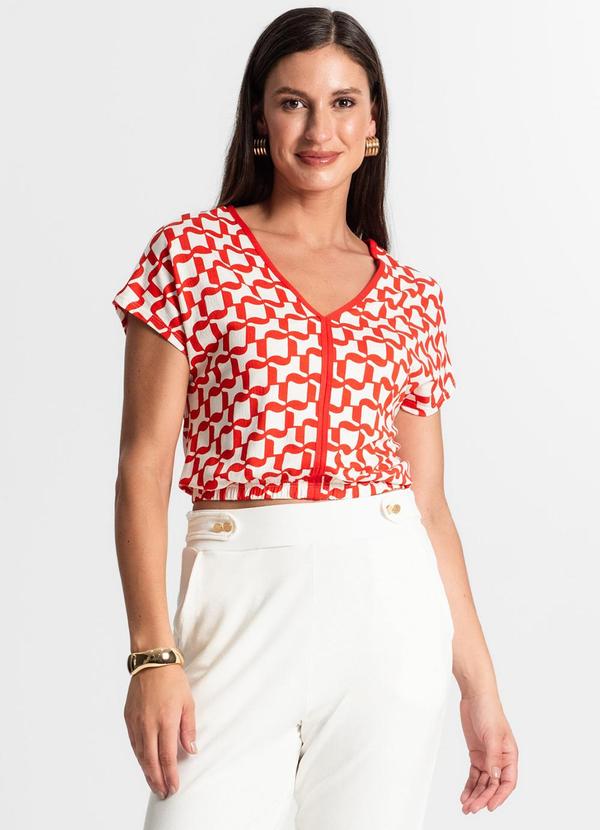 Rovitex - Blusa Feminina Manga Curta Laranja 4