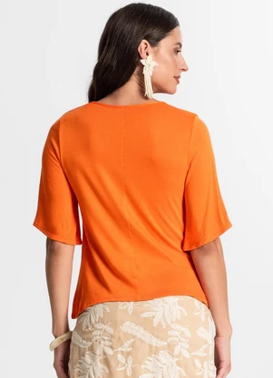 Rovitex - Blusa Feminina Manga Curta Laranja - ROVITEX