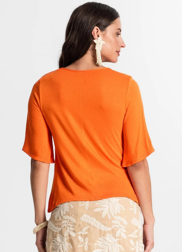 Rovitex - Blusa Feminina Manga Curta Laranja 2