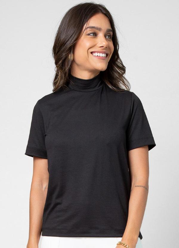 Rovitex - Blusa Feminina Manga Curta Preto 1