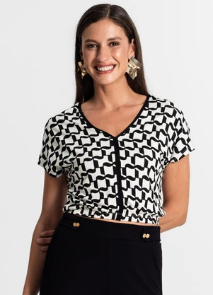 Rovitex - Blusa Feminina Manga Curta Preto - ROVITEX