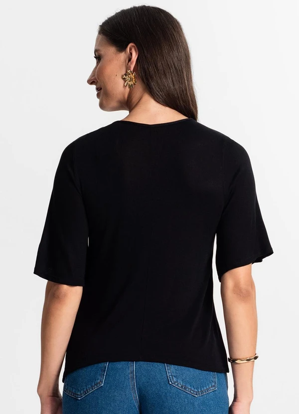Rovitex - Blusa Feminina Manga Curta Preto 2
