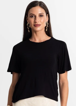 Rovitex - Blusa Feminina Manga Curta Preto - ROVITEX